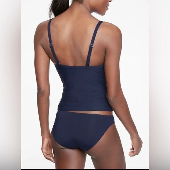 ATHLETA  Swim Twist Up Tankini Top Size 32D/DD Navy Blue NWT $69 386376 - Picture 2 of 11